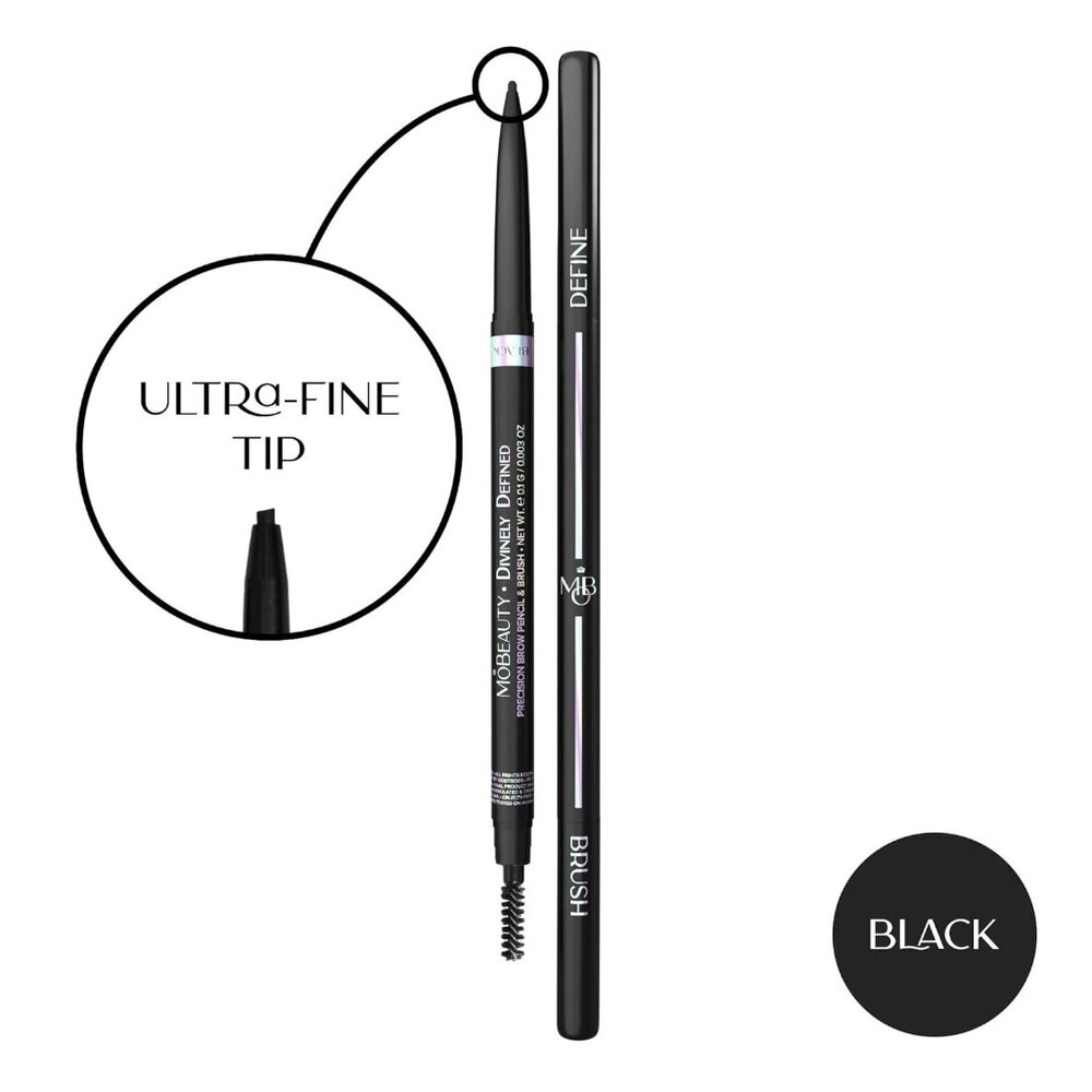MO BEAUTY Divinely Defined – Precision Brow Pencil & Brush‎ (BLACK) NEW & SEALED